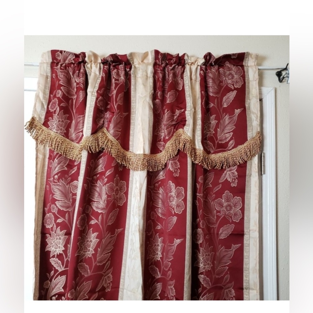Luxury Jacquard Curtain Panel with Attached Waterf